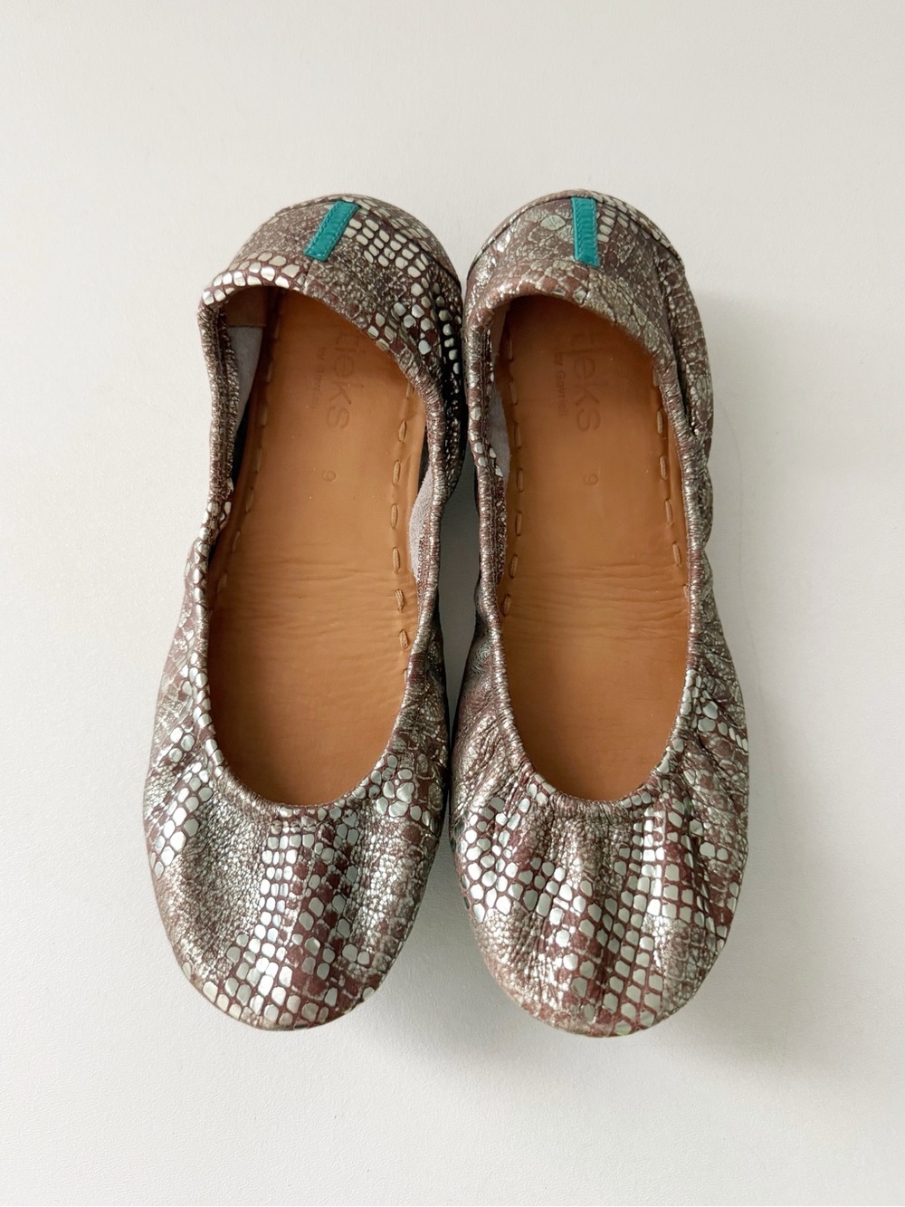 Tieks Metallic Snakeskin Ballet Flat 9 Wild Copper Leather Animal Print Travel - Picture 2 of 9
